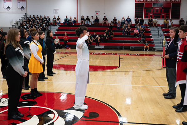 A salute to dignitaries including Fairfax Walter Alcorn at the Herndon Showcase of Bands
