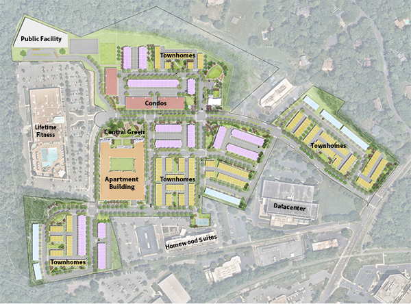 Map of proposed Lake Fairfax Business Center redevelopment