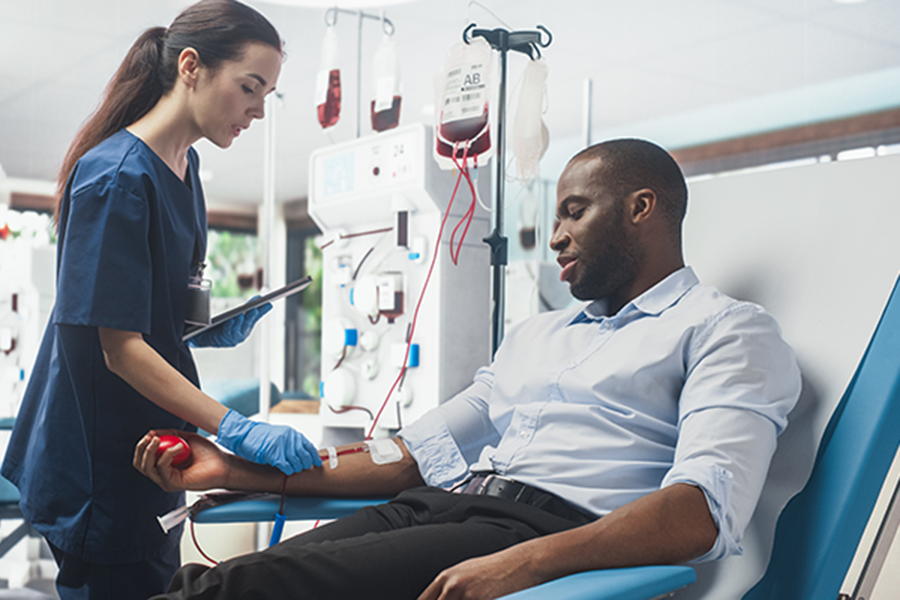 A man donating blood