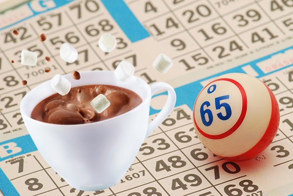 Cup of hot chocolate on a bingo card