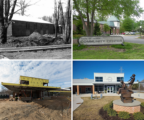 Collage of photos of the Vienna Community Center over the years