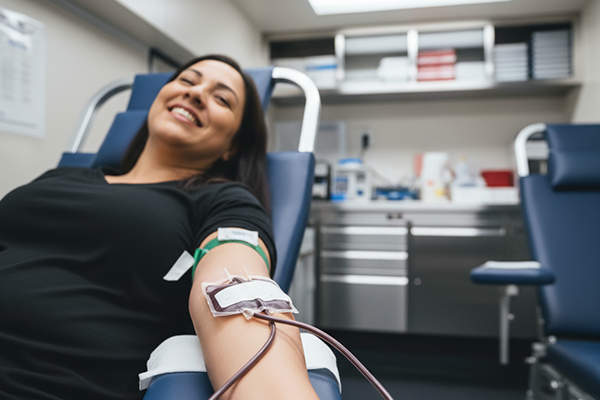Woman donating blood