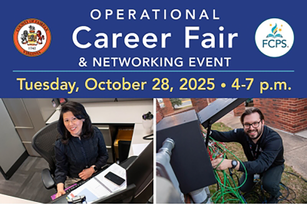 Fairfax County Public Schools to hold an operational job fair on Oct 28 at the Fairfax County Government Center