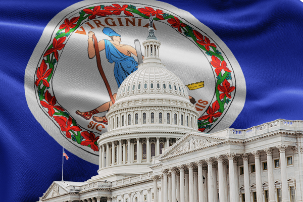 U.S. Capitol with Virginia flag in the backdground