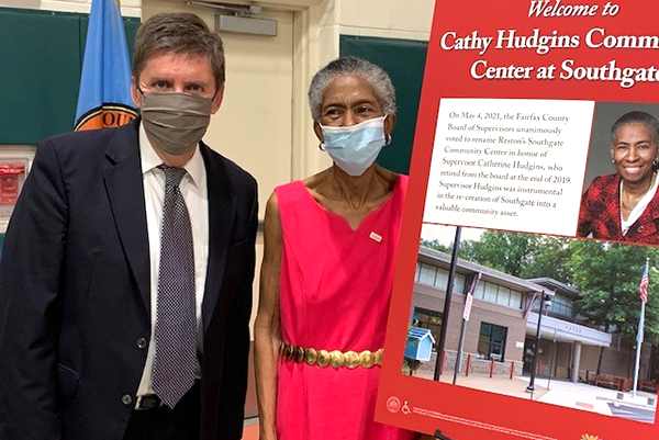 Walter with Cathy Hudgins at the Cathy Hudgins Community Center renaming ceremony in Oct 2021