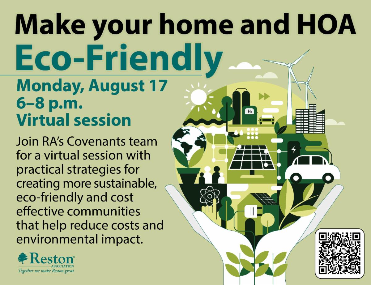 Reston Association Eco-Friendly Home Seminar on August 17, 2026