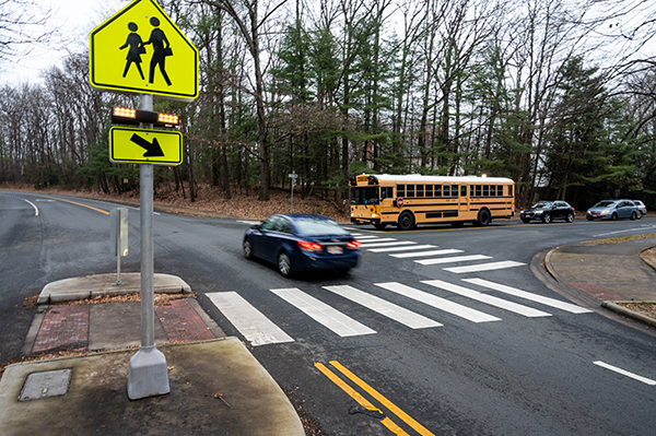 A school bus traveling near Terraset Elementary School