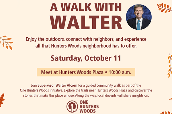 A walk with Fairfax Supervisor Walter Alcorn on Oct 11 at Hunters Woods Plaza