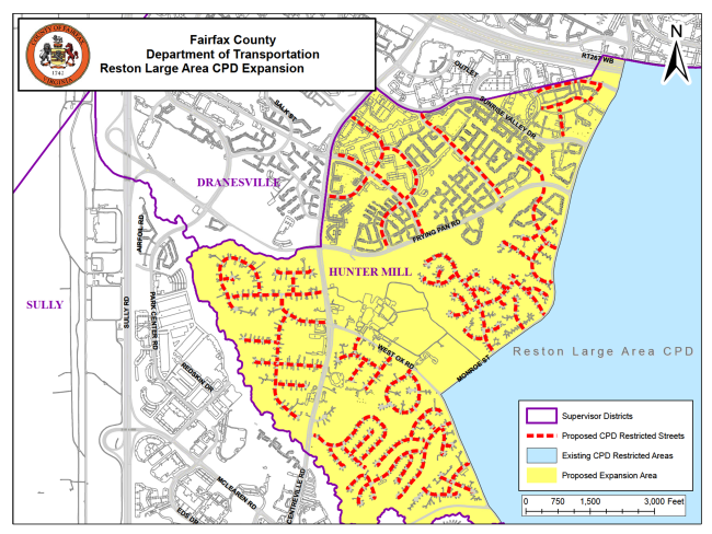 McNair Farms proposed large area community parking district map