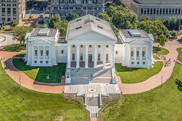 Virginia State Capitol aerial view.