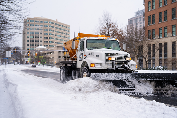 A snow plow near Reston Town Center