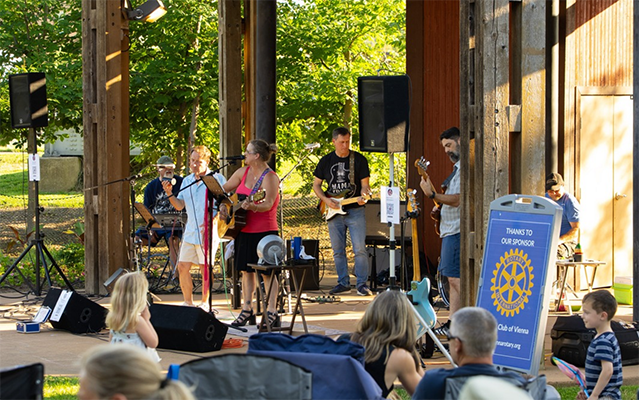 Band playing during Summer on the Green Concert in Vienna