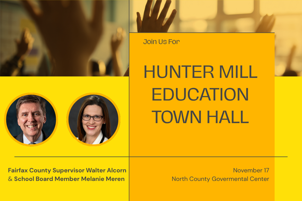 Hunter MIll District joint education town hall on Nov. 17 with Supervisor Walter Alcorn and School Board Member Melanie Meren