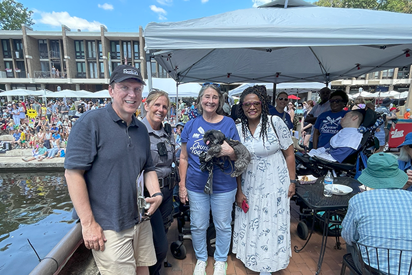Supervisor Walter Alcorn with SPARC Executive Director Debi Alexander and Delegate Karen Keys Gamarra at the Cardboard Boat Regatta