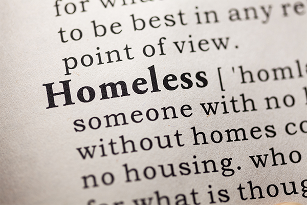Photo showing the dictionary definition of homeless