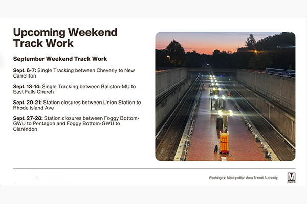 Metro to single track on the Silver and Orange lines  on weekends in September