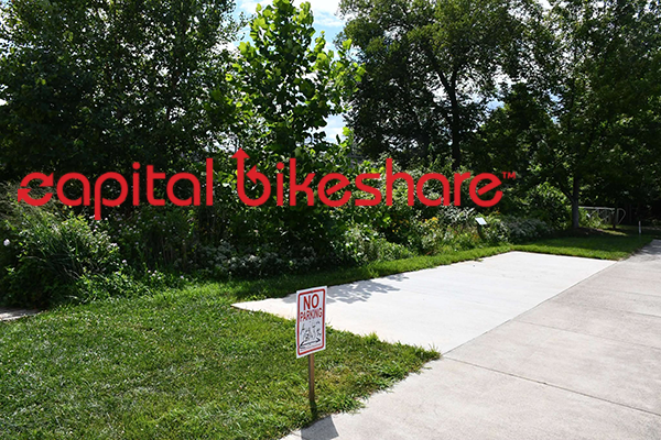 Capital Bikeshare station under construction at Vienna Community Center