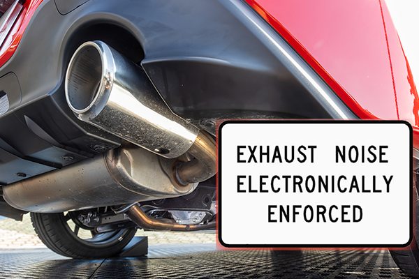 Automated noise enforcement for loud mufflers