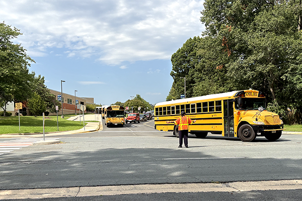 Crossing guard at South Lakes High School