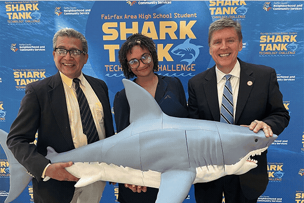 Fairfax County Supervisor Walter Alcorn presenting 2026 Shark Tank Awards