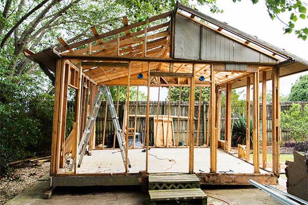An accessory living unit under construction