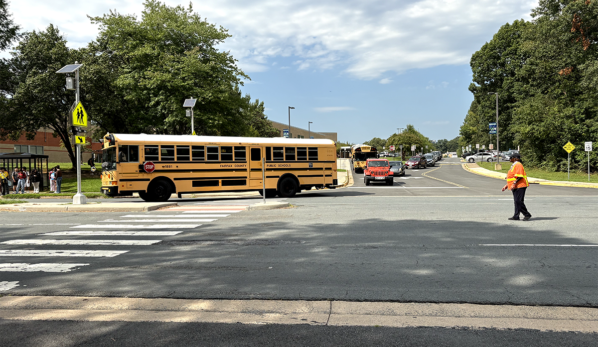 Crossing guard at South Lakes High School