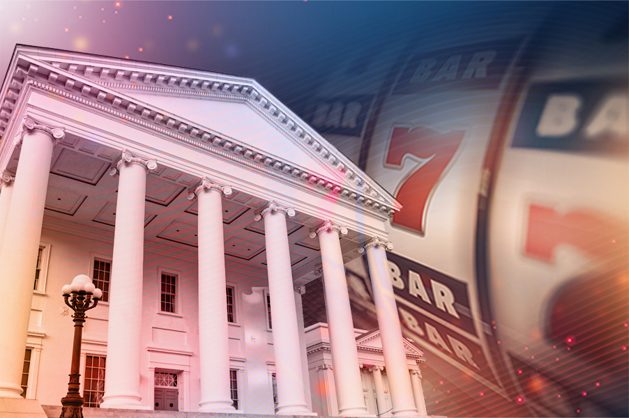 Photo of Virginia Capitol and a slot machine