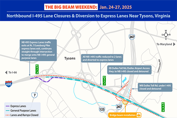 Big Beam weekend on Jan 24 to 27 for Virginia Express Lanes