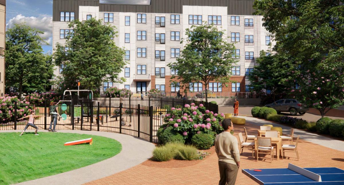 Lofts II rendering of the central park.