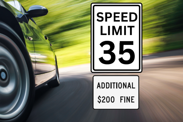 $220 Additional Fine for Speeding Sign