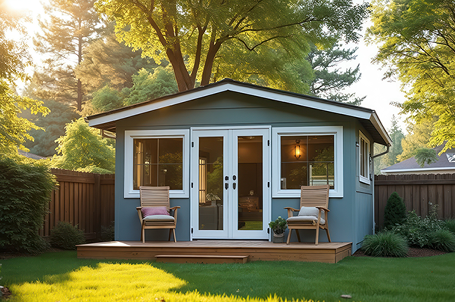 An accessory living unit in a backyard