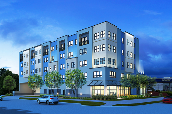 A rendering of the Beacon Landing permanent supportive housing complex.