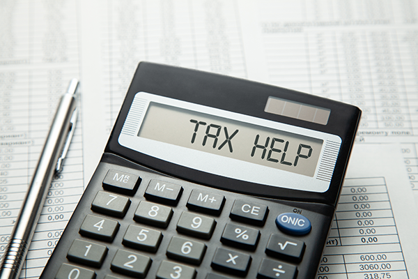 Calculator that says "tax help"