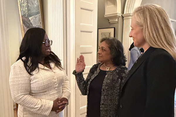 Shyamali Hauth being sworn in to by Governor Spanberger to the Council on Women