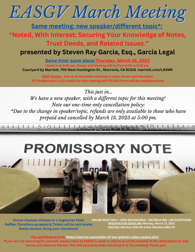Noted, With Interest Securing Your Knowledge of Notes,
Trust Deeds, and Related Issues.