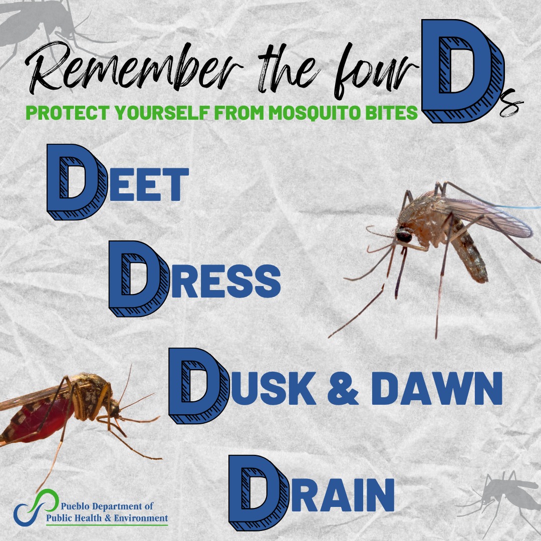 Remember the four Ds. Deet, Dress, Dusk/Dawn, and Drain.