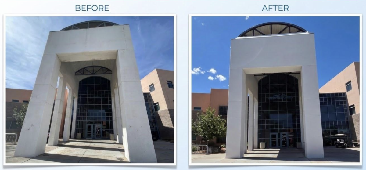 SCC-A entrance before and after painting, front angle