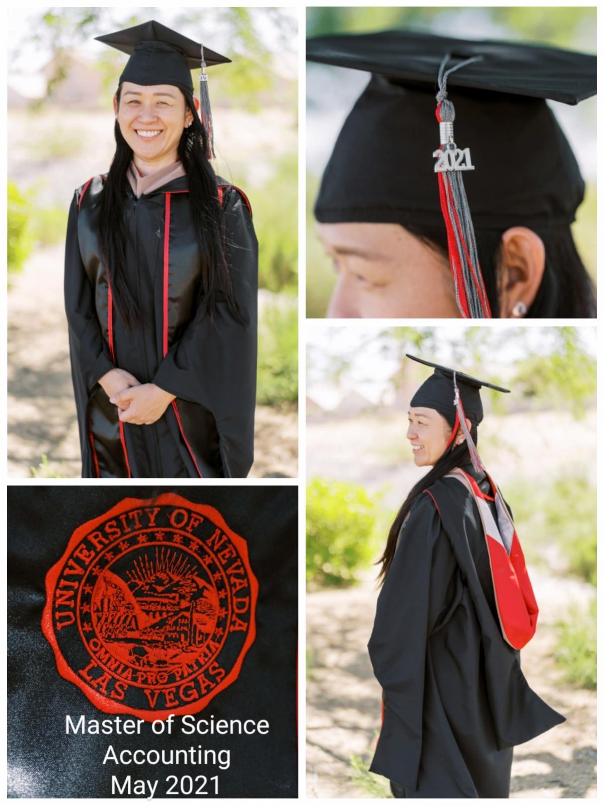 Kotoe's graduation pictures, Master of Science in Accounting May 2021