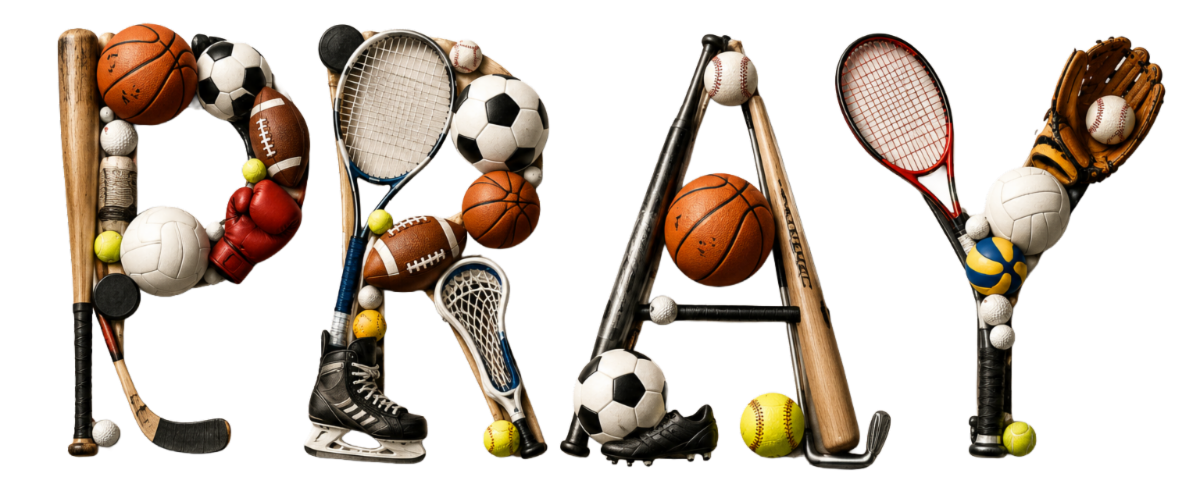The word Pray in sports equipment