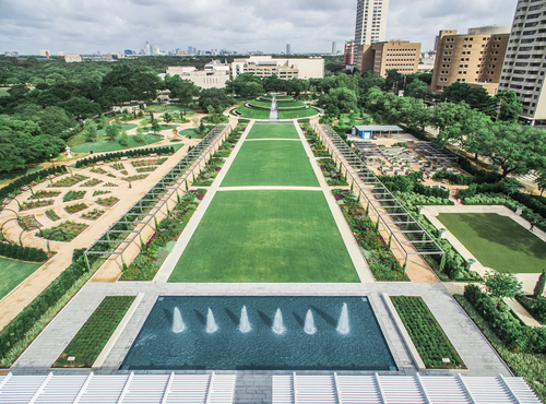 Aerial view of McGovern Centennial Gardens at Hermann Park_ Houston_ Texas