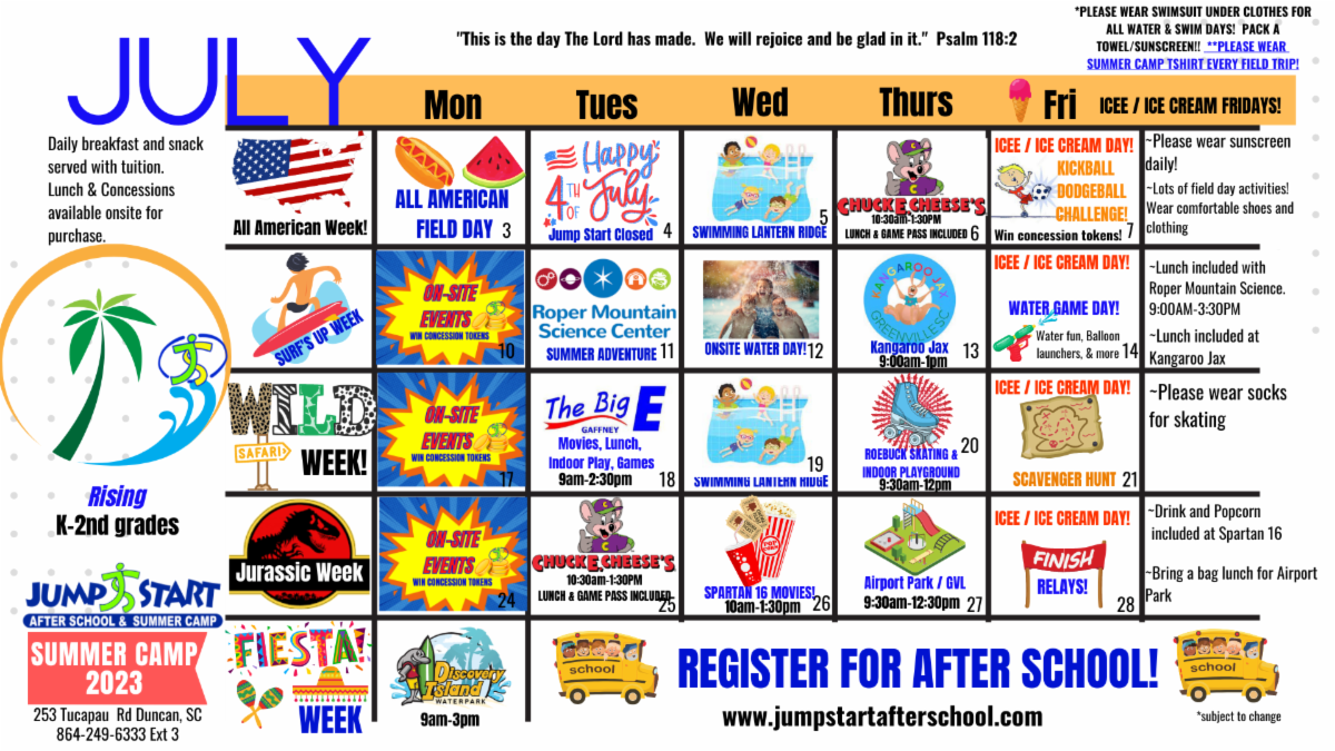 Field Trip Schedules Summer Camp 2023 // Exciting News for Jump Start! 👓