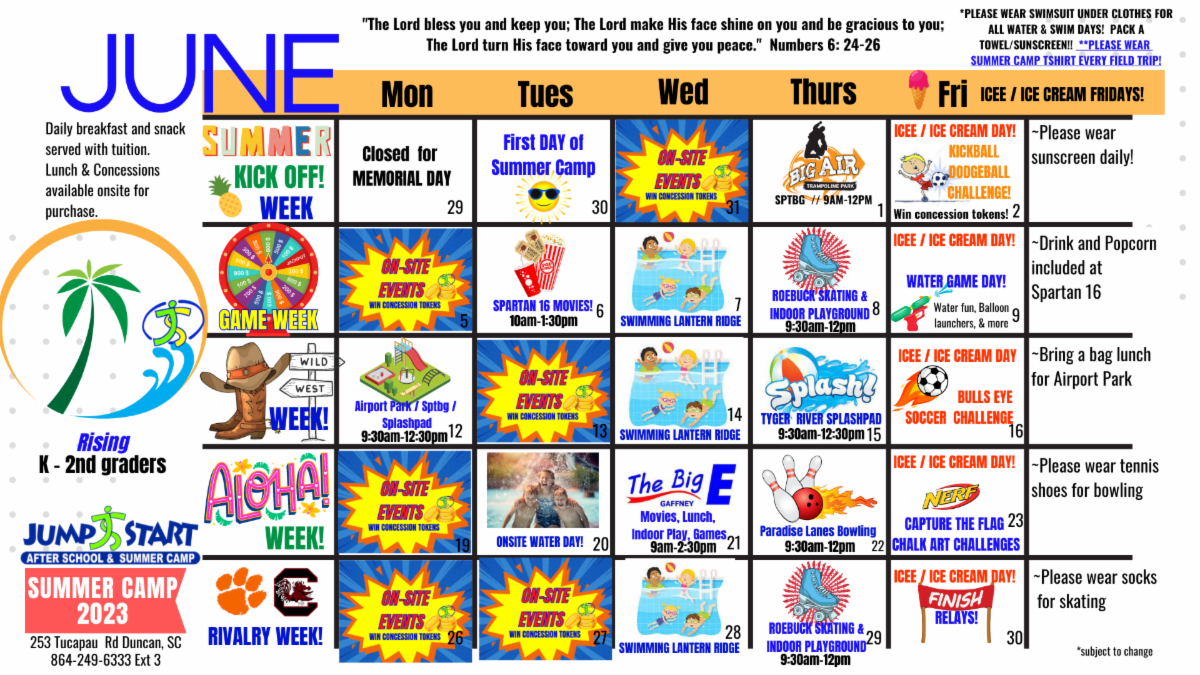 Field Trip Schedules Summer Camp 2023 // Exciting News for Jump Start! 👓