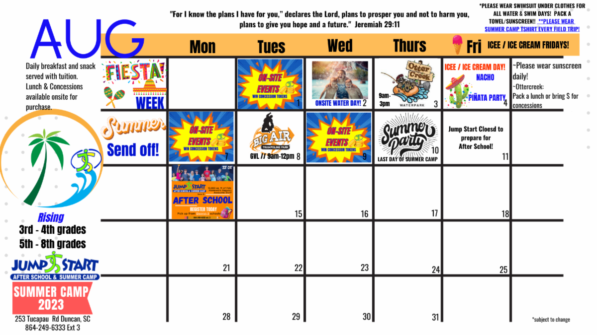 Field Trip Schedules Summer Camp 2023 // Exciting News for Jump Start! 👓