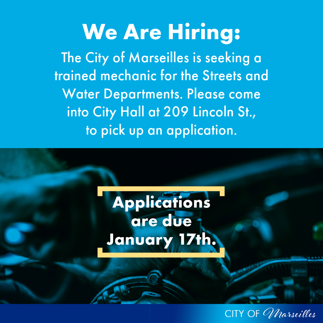 The City is hiring a mechanic.
