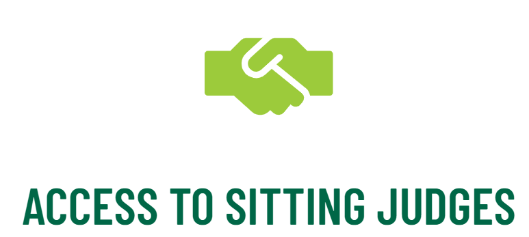 Access to Sitting Judges with Handshake Icon