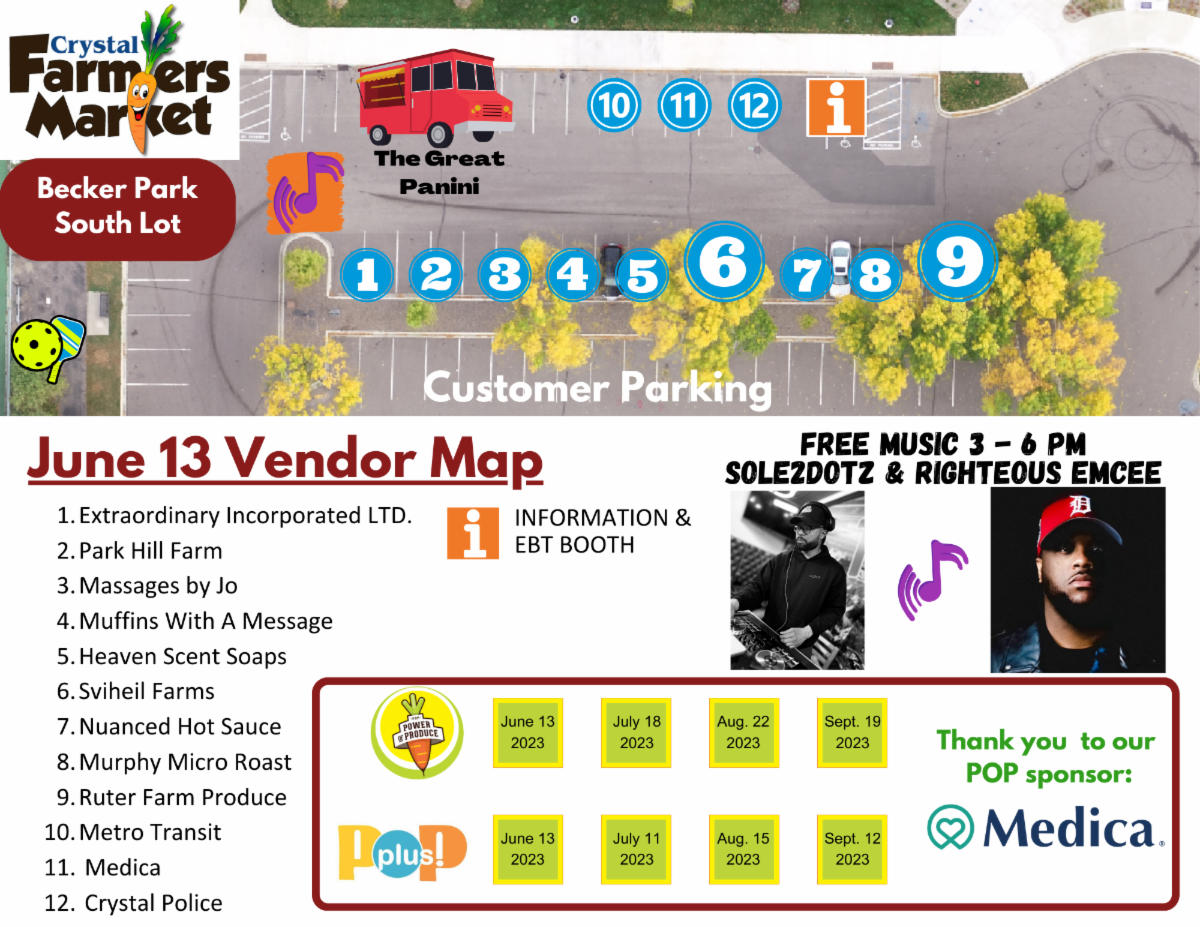 Map of market vendor locations.