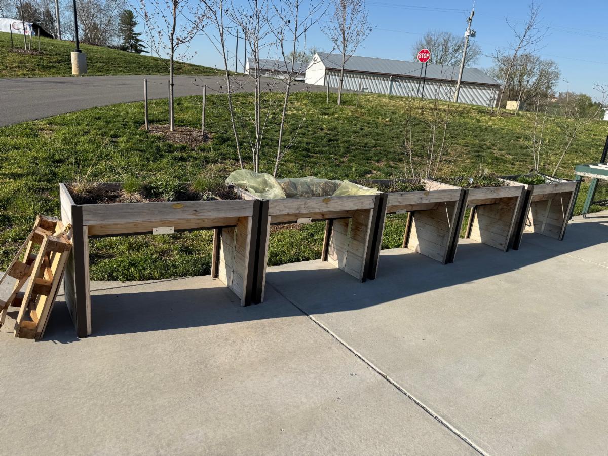 wheelchair accessible raised beds in a row