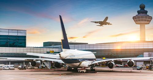 airport at sunset