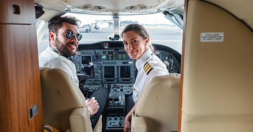Private Jet Pilots in Cockpit