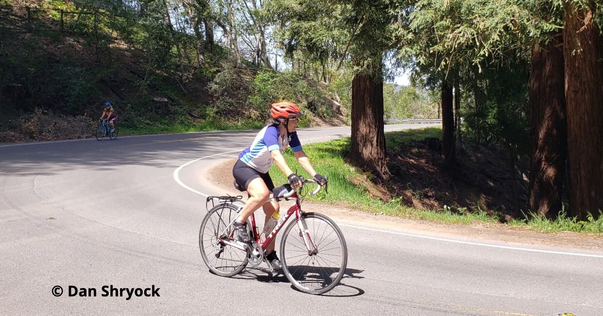 Photo Cyclist riding Grizzly Peak.  Dan Shryock